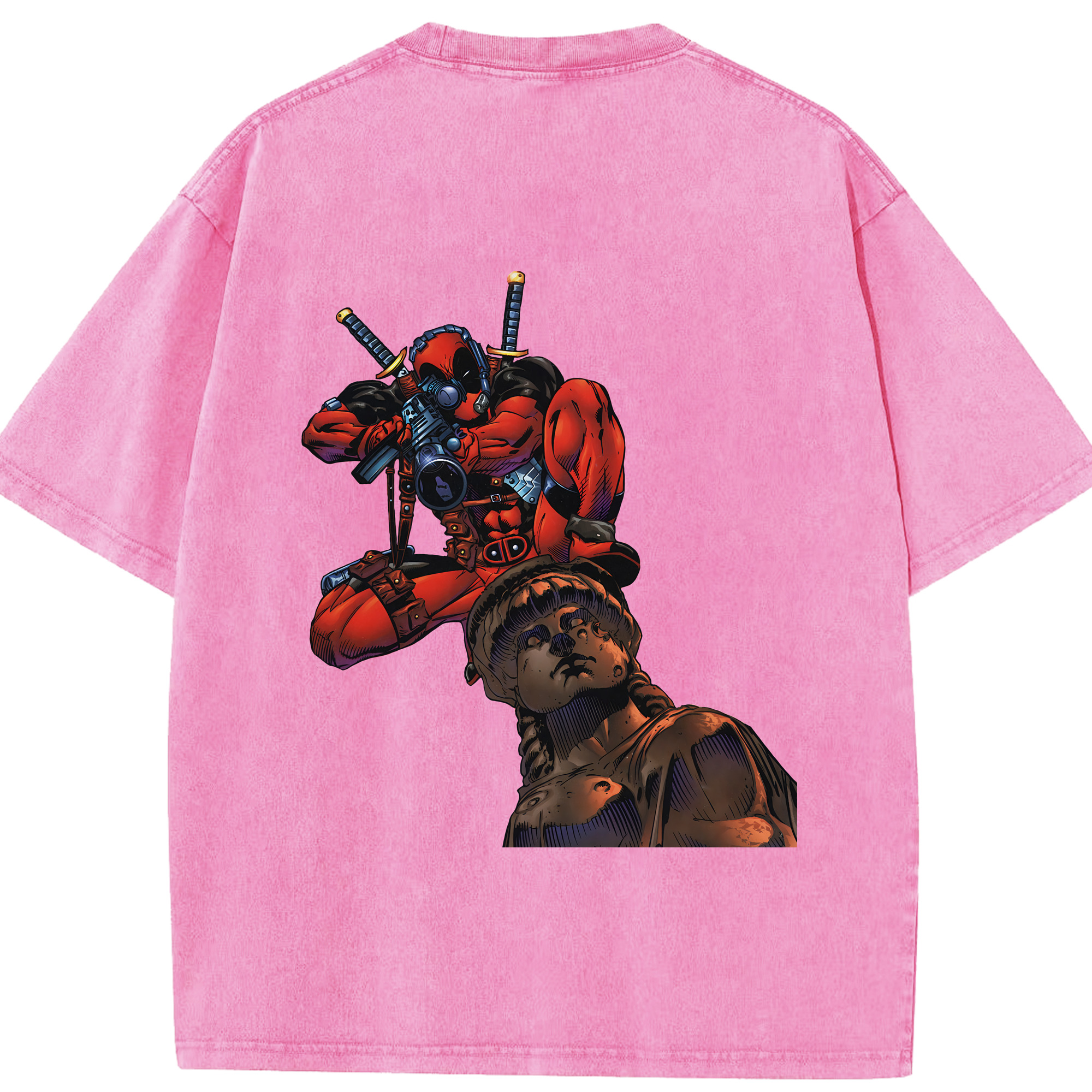 （画像用） Deadpool デッドプール 綿100% ヴィンテージ風 半袖Tシャツ（背面プリント）